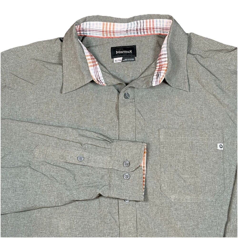 Marmot Shirt Gray Long Sleeve Roll Tab Perforated Trek Hiking Gorpcore Men’s XL